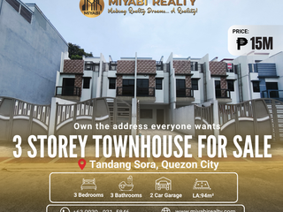 Ready For Occupancy 3 Storey Townhouse w/ Roofdeck For Sale in Tandang Sora Quezon City - LSS