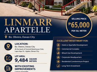 FOR SALE: Prime Commercial Property - Linmarr Apartelle, Bo. Obrero, Davao City