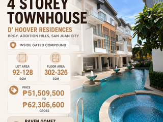 FOR SALE 4 Storey Townhouse D' Hoover Residences Brgy. Addition Hills, San Juan City