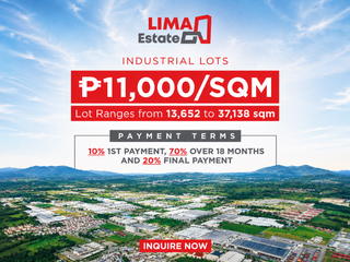 PEZA industrial lot for Sale Lipa Batangas Lima Estate | ₱11K/SQM with Flexible Payment Terms