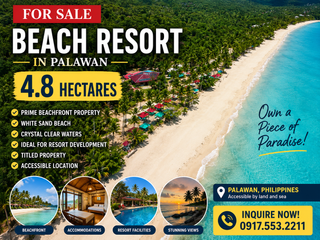 Palawan Prime Beach for Sale, 320 meters beach frontage, white sand beach