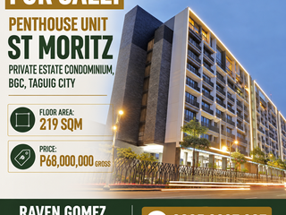*FOR SALE*
Penthouse Unit St Moritz Private Estate Condominium, BGC, Brgy. Fort Bonifacio, Taguig City