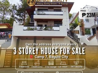 20M |  Ready for Occupancy Brand New 3 Storey  House & Lot with 3CG in Camp 7 Baguio City For Sale - LSS
