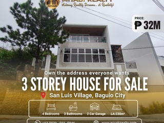 32M | Ready For Occupancy 3 Storey Residential Single Detached with Roofdeck For Sale in San Luis Village Baguio - LSS