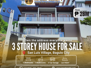 Ready For Occupancy |  Brand New 3 Storey House & Lot with 4BR For Sale in San Luis Village Baguio - LSS