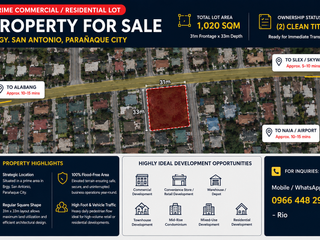 BRGY. SAN ANTONIO, PARAÑAQUE CITY | PRIME COMMERCIAL / RESIDENTIAL LOT