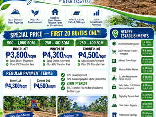 Residentail Farm Lot For Sale in Alfonso Cavite Near Tagaytay, Installment up to 5 years to pay, 0% Interest