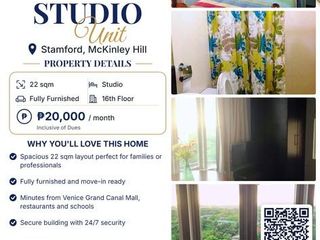 ✨ FOR RENT | Studio Unit in Stamford, McKinley Hill, Taguig City