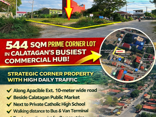 Prime commercial lot in Calatagan- market area 544 sqm corner location