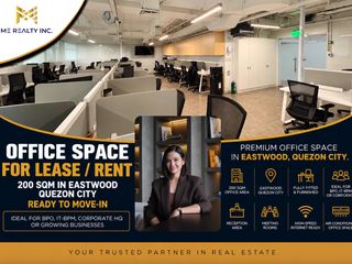 Office Space for Lease Rent 200 sqm in Eastwood Quezon City Ready to Move-in