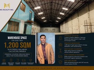 Warehouse Space for Lease Rent 1,200 sqm in Potrero Malabon Caloocan Manila