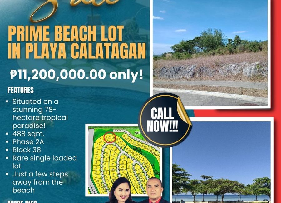 Prime Beach Lot for Sale at Playa Calatagan Village, Barangay Sta. Ana, Calatagan, Batangas
