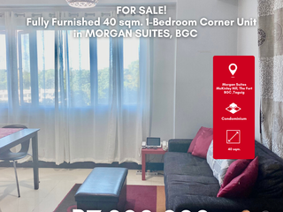 For Sale! Fully Furnished 40 sqm. 1 Bedroom Corner Unit at Morgan Suites McKinley Hill, The Fort BGC Taguig