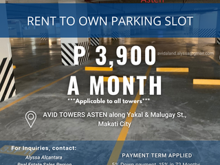 Parking for SALE and for Rent at Avida Towers Asten ( Tower 1 to Tower 3)